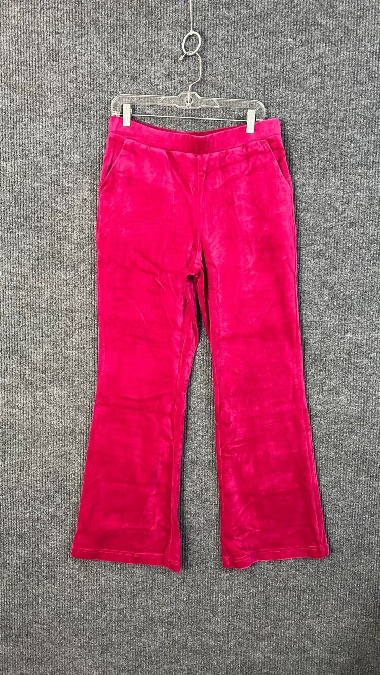 Studio Park Pants Womens 10 Pink Velvet Pull On Pockets Hippie Boho High Rise